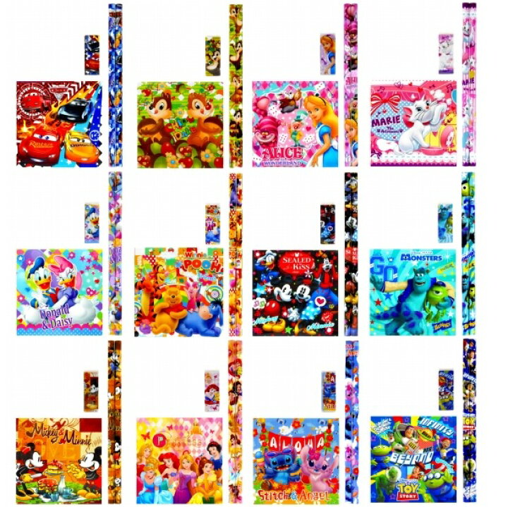 楽天市場 ディズニーオールスター4点文具セット Part2 25個セット 景品 文房具 文具 新入学 幼稚園 子ども会 子供会 イベント 鉛筆 ノート 消しゴム お祭りバンク