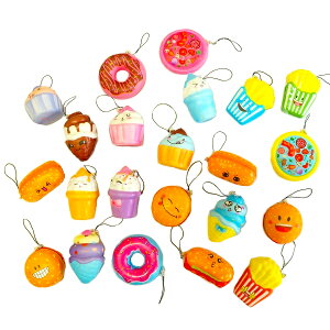 ふわふわスクイーズストラップ 24個セット【景品 縁日 お祭り 夏祭り 景品玩具 おもちゃ 子供会 自治会 知育玩具 知育 ランチ景品 お子様ランチ イベント スクイーズ】