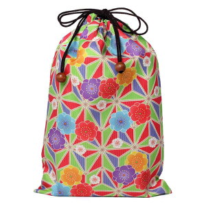 【 麻の葉に梅(あさのはにうめ)柄きんちゃく袋 8006】はんなり着物ご朱印帳巾着袋 和柄日本製 袋 大判サイズがゆっくり入ります きんちゃく ポーチ ケース バッグ 御朱印帳入れ プレゼン