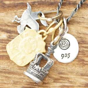 amp japan(アンプジャパン)クラウン ネックレス メンズ レディースシルバー 925 真鍮王冠 クレスト イーグルヴィンテージ アンティークハンドメイド ジュエリーファッション ブランド おしゃ