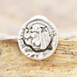 amp japan(アンプジャパン)スマイル ピアス イヤリングメンズ レディースコイン ニルヴァーナ ニコちゃんシルバー 925ヴィンテージ アンティークファッション15AH-502sv【片耳】【1個売り】【ギ