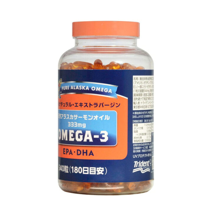 楽天市場】トライデント オメガ3 天然アラスカサーモンオイル 333mg