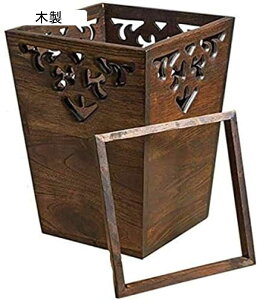 無垢材のゴミ箱 木製のゴミ箱 防湿 圧力リング コンテナ 長方形 手彫り レトロ ゴミ箱 家庭 リビングルーム 寝室用 収納バケツ 木造ゴミ箱