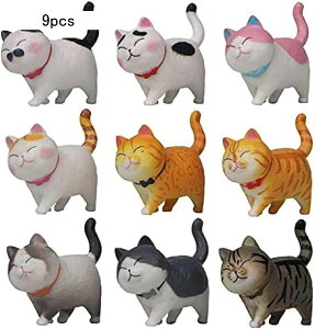 猫 グッズ 置物 動物 フィギュア頭可動 セット パーティーグッズ 誕生日プレゼント 友達 猫グッズ 雑貨 人気 猫の置物 インテリア 動物 プレゼント 小物 退職祝い ミニ 小さい 9pcs ネコ