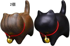 猫 置物 小さい 招き猫 招福 2個セット 玄関小物 インテリア 飾り 木製 幸運 招き オブジェ 部屋 飾り 車の置物 プレゼント 誕生日
