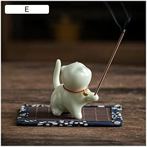 猫 置物 お香立て 香炉 お香立て 飾り物 キャット 置き物 卓上小物 茶寵 雑貨 茶室 香道 仏具 仏壇用 浄化 愛らしい 陶磁器 瞑想 小さい 癒やし