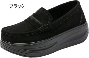 大きいサイズ 厚底シューズ レディース 革 スニーカー スリッポン 厚底 歩きやすい ウェッジソール ローファー カジュアル 大人 女性 やわらかい ママシューズ アウトドア 滑り止め 幅広 ド