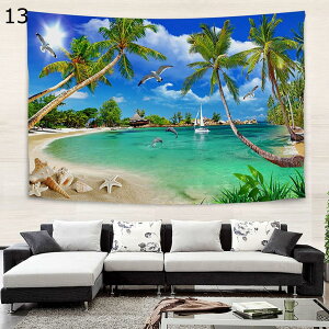 購入25%OFF タペストリー シーサイド ハワイビーチ スカイ ココナツの木 美しい海 海と砂浜 海岸 ビーチと椰子の木 壁掛けタペスト ウォールアート カーテン 間仕切り インテリア 布ポスタ