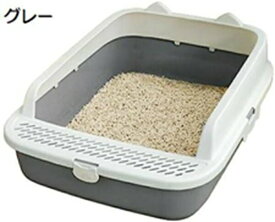 購入25％OFF 猫トイレ本体 大型 ハーフカバー 猫トイレ オープンタイプ 砂飛び散り防止 子猫 大型猫 キャットトイレ 掃除簡単 お手入れ簡単 コンパクト 深め ワイドサイズ 折りたたみ ニャンとも清潔トイレ グレー スコップ付き