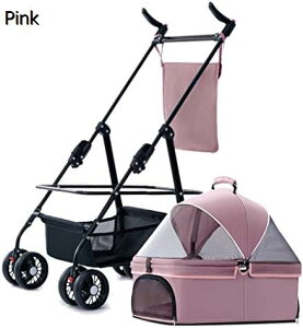 購入15%-30%OFF 小型犬用犬用ベビーカー、20kg以内の中小型犬用ペット用猫用犬用ベビーカー分離可能なキャリア、調節可能な日よけ付きペット用犬用ベビーカー、ジッパーレスエントリー