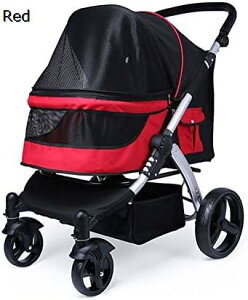 購入15%-30%OFF ペットカート ベビーカー バギー 犬 猫 多頭 ペット ベビーカー 4 ラウンド大型猫犬散歩カート 収納バスケット付き 折りたたみ式軽量犬キャリア ジョギング トロリー