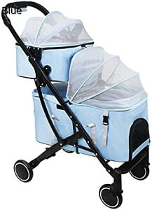 ペットカート ベビーカー バギー 犬 猫 多頭 2匹の猫犬用ペットベビーカー 2層トラベルカートキャリア 2層ペットベビーカー 猫用ベビーカー 犬用乳母車 ベビーカー 双子または複数用の取り