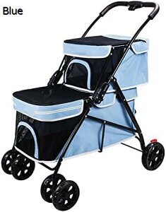 購入15%-30%OFF ペットカート ベビーカー バギー 犬 猫 多頭 折りたたみ式犬用ストローラートラベルケージベビーカー 3-in-1ダブルペットベビーカー 折りたたみ式ジョガートラベルキャリッジ2