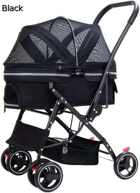 ペットカート ベビーカー バギー 犬 猫 多頭 犬用ケージ 4輪犬用ストローラーペット用ベビーカー 猫用ベビーカー ジョガー折りたたみ式トラベルキャリア耐久性のある 中小犬用のベビーカー 耐荷重25Kg