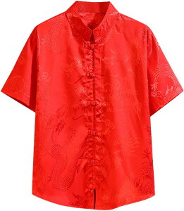 シャツ メンズ カジュアルシャツ 中華服 チャイナシャツ 漢服 上着 長袖 夏 チャイナ風 唐装 トップス 男性 中華 半袖 コスチューム チャイナトプス 中華風 中国 伝統服 カンフー衣装 武術シ