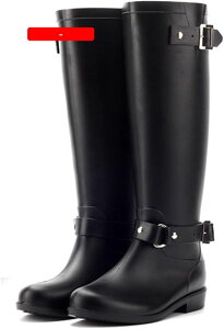 ロング レイン ブーツ レインシューズ レディース 靴 雨 雨靴 婦人長靴 シューズ ジョッキー 24.5cm エンジニア かわいい かっこいい ヒール ブラックA 厚底 ショートレインブーツ 梅雨