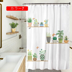 シャワーカーテン 防水防カビ加工 カーテンリング付属北欧風レトロ花柄120x180CM浴室 洗面所 目隠し用 間仕切り おしゃれ カラー1 バス用品 カーテンリング付属 ホテル用雑貨 取り付け簡単 1