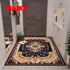 玄関マット ラグ カーペット 防ダニ 抗菌 防臭 ペルシャ風 カラー7 滑り止め付 ホットカーペット対応 絨毯 花柄 ヨーロピアン アンティーク 50*80cm じゅうたん 洗える 抜けない おしゃれ