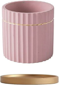 植木鉢 陶器鉢 プランター プランターポット おしゃれ 円筒形 耐用鉢 鉢カバー 皿付き 観葉植物 多肉植物に適した円形の縦縞の植木鉢 庭の個人化された装飾 植える 室内 飾り オフィス 部屋