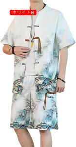 セットアップ メンズ 上下2点セット 夏 ポリエステル 半袖 ショート丈 カジュアル ゆったり 花火大会 お祭り 父の日 日焼け対策 通気性 大きいサイズ ルームウェア カーディガン 半ズボン ト