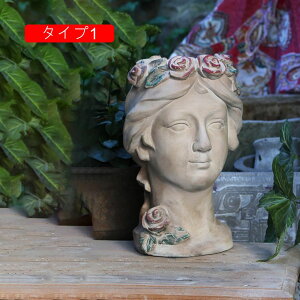 装飾プランター 顔 レトロ 植木鉢 プランター セメント製 タイプ1 屋内外利用可 ガーデニング用品 ガーデンポット セメントプランター 背の高い植木鉢 F おしゃれな植木鉢 アンティーク 観
