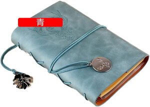 ビンテージレザーノート ヴィンテージフルグレインレザー 手帳 ラベルジャーナル ノートダイアリー A6 表紙デザイン:無地 男性と女性のための弾性ストラップと毎日のメモ帳カバー ダイア