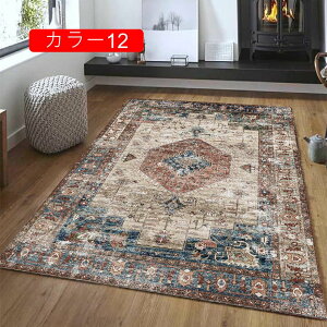 北欧風 ペルシャ柄 モダン ラグ カーペット 洗濯可 レトロ 柔らかい マット ペルシャ絨毯風 玄関マット 居間用 センターラグ 洗える 軽量 折り畳み可能 洋室 新居 絨毯 カラー6 オシャレ 40