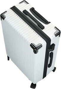 スーツケース キャリーケース ファスナー式 鍵付き 盗難防止 41L 大容量 静音 ダブルキャスター 360度回転 キャリーバッグ 耐衝撃 四角 多段階キャリーバー 収納便利 無地 ホワイト 海外旅行