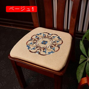 座布団 フロアクッション ヴィンテージ 中式 刺繍 総柄 馬蹄型 汚れ防止 抗菌防臭 通気性 洗える ひも付き 椅子用 ダイニング クッション シートクッション 柔らかい 低反発 42x40cm 多色