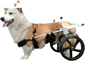 2輪ペット用車椅子 アルミ製犬用カート 調節可能な動物用エクササイズホイール 組み立て簡単 後ろ足用犬用車椅子