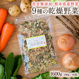 【★1袋当たり786円★】乾燥野菜 9種 国産 無添加 熊本県産 1600g（100g×16袋） ミックス 野菜セット みそ汁の具 スープ インスタント 健康 ブドウ糖不使用 送料無料 《1-5営業日以内に発送予定(土日祝日除く)》| 熊本