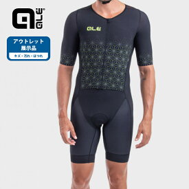 【アウトレット展示品】ALE(アレ)トライアスロンスーツ サイクルパンツ 半袖 夏 メンズ [トライアスロンウェア] パッド サイクルウェア(MAUI TRI UNITARD)[BLACK21115401/Sサイズ]【返品交換不可】