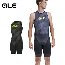 ALE(アレ)トライアスロンスーツ サイクルパンツ 袖なし 夏 メンズ タンクトップタイプ[トライアスロンウェア] パッド(SQUARE SL TRI UNITARD)