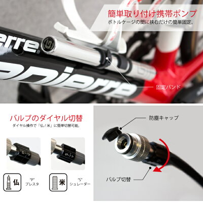 【送料無料】【定形外郵便】GIYOGP-85ホース付HPロード空気入れ米・仏バルブ対応120psi