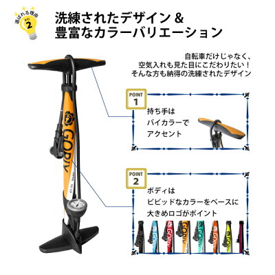 【あす楽】GORIXゴリックスGX-33P自転車ゲージ付き空気入れフロアポンプ仏式/米式/英式対応【送料無料】