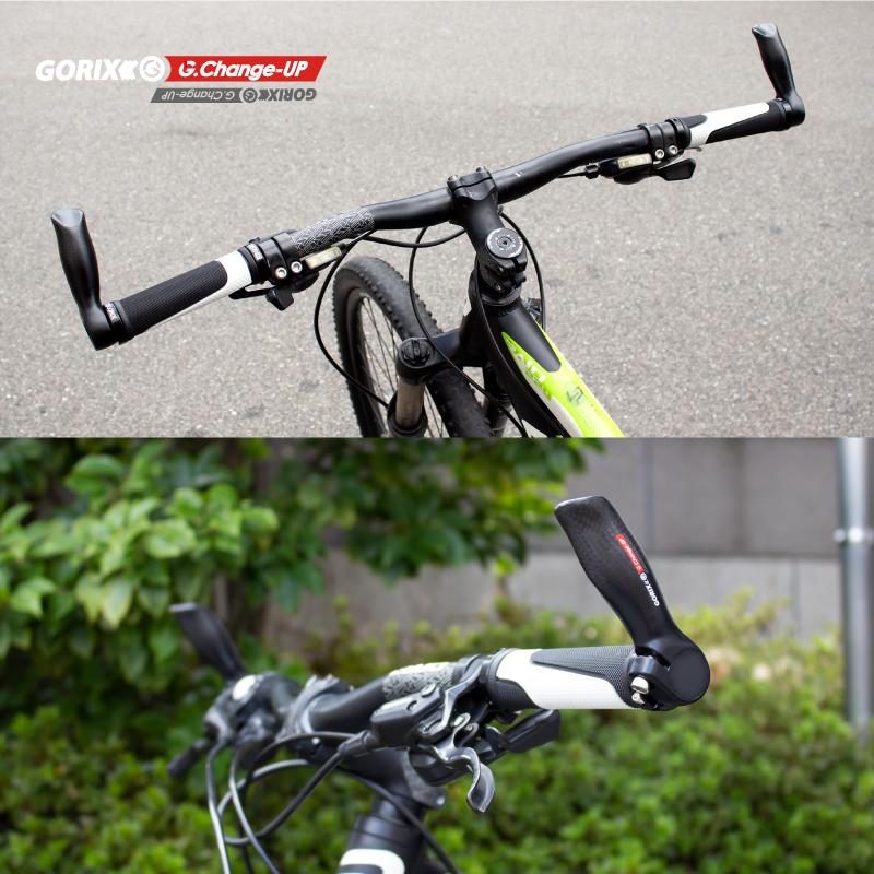 GORIX ゴリックス 自転車 バーエンドバー炭素繊維バーエンド (GX-Change-UP) エンドバー [カーボンファイバー エルゴデザイン 軽量
