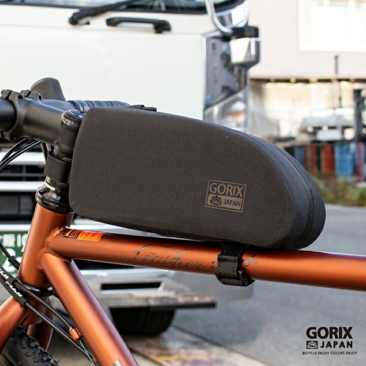 【あす楽（土日祝日も）】GORIX ゴリックス トップチューブバッグ 防水 自転車 ロードバイク スマホ コンパクト エアロバッグ フレーム バッグ タンク クロスバイク MTB おしゃれ ブラック(GX-B10) GORIX 公式 