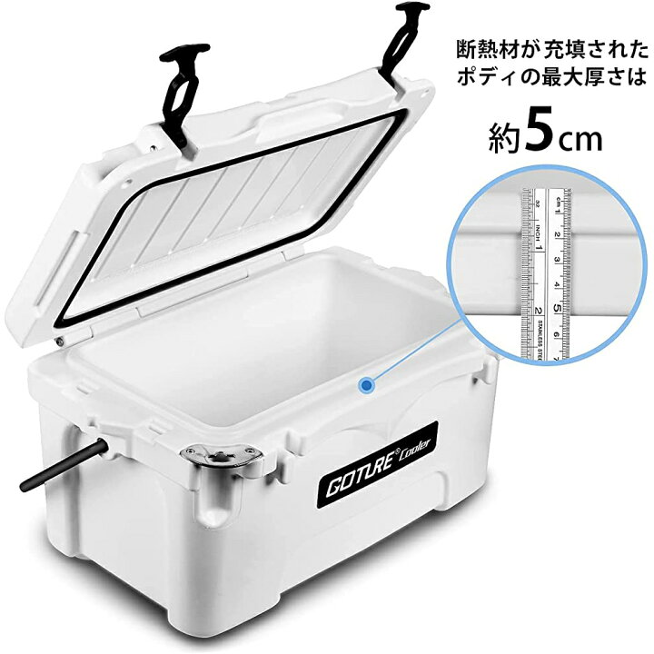 お洒落 車中泊 26qt Goture 大容量 釣り 災害 クーラーボックス q ゴチュール ホワ キャンプ 保冷