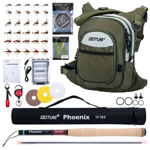 Goture テンカラロッドセット 渓流竿 アクセサリー10個 樽型 テンカラロッド テンカラ竿 釣り セット 軽量 炭素繊維【テンカラ】 渓流釣り/河川釣り トラウト ヤマメ イワナ ニジマス アマゴ