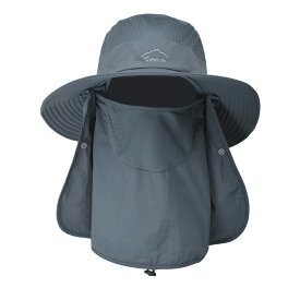 Goture フェイスカバー サファリハット 帽子付き 釣り フィッシングハット 顔カバー 登山 日除け帽子 メンズ 農作業用 撥水加工 UPF50+ UVカット 速乾 軽薄 メンズ レディース