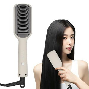 ヒートブラシストレートブラシストレートアイロンヘアアイロンセラミック急速加熱5段階温度調節MAX200°C火傷防止軽量20分自動電源オフ360°回転コードストレートヘア内巻きカール前髪ス…
