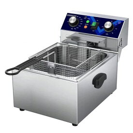 電気フライヤー10L卓上フライヤー揚げ物器ミニフライヤー揚げ物温度調節80°C-200°C家庭用フライヤー業務用フライヤー10L