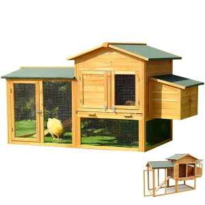 TUIYIDUO鶏小屋鶏用ケージ木製鶏舎大型2階建てヘンハウス75奥行きx168幅x103高さcm複数のドアと引き出し式トレイ付き掃除簡単防風・防雨・日焼け防止飼育ケージ組み立て簡単屋外養殖家庭用…