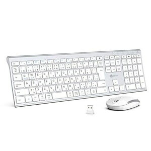 iCleverキーボードワイヤレスキーボードマウスセット日本語JIS配列静音超薄型typec充電式フルサイズテンキー付きマウス3段調節可能DPI無線2.4GパソコンPCWindows/Mac対応IC-BK23Combo