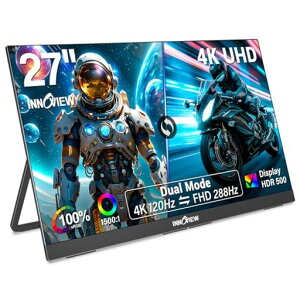 InnoView 27�C���` ���j�^�[ 4K@120Hz �f���A�����[�h FHD@288Hz �Q�[�~���O���j�^�[ HDR500 100%sRGB�F�� ���o�C�����j�^�[ 1500:1�̃R���g���X�g�� (�����IPS�p�l��|
