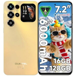 OUKITEL C68 PLUS �{�� SIM�t���[ �X�}�[�g�t�H�� 7.2�C���` HD ���� 6000mAh ��e�� �o�b�e���[ 16GB+128GB 68MP �J���� �X�}�z �w��F�� NFC Android 15 OTG GPS�Ή� �Z�K�F�؍�