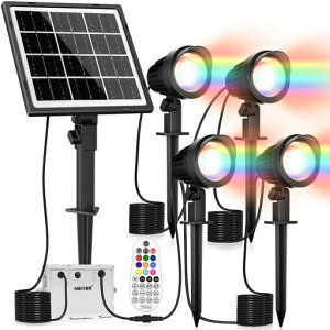 MEIKEEガーデンライトソーラー充電式IP66防水RGBアップライトスポットライト屋外800LM調光調色8-12時間連続点灯5000mAhリチウム電池耐久性良い明暗センサー自動点灯/消灯庭園花壇芝生祝日クリ…