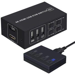 kvm�X�C�b�` hdmi 4K HDMI�ؑ֊� 4�|�[�g(PC4��p)Ultra HD 4K 60Hz HDMI2.0 HDCP2.2 3D/HDR�X�v�����^�[ USB2.0 USB�L�[�{�[�h/�}�E�X���L