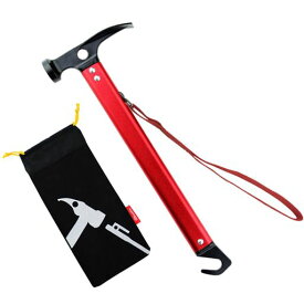 AZARXISペグハンマーキャンプハンマーテントハンマー軽量ペグ打ちペグ引き高炭素鋼多機能携帯ハンマーアウトドアアルミペグ用キャンプ登山設営用具