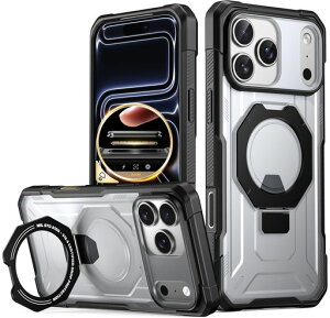 POETICSpartan�P�[�X(iPhone17ProMax�p�A�����O�X�^���h�t��)[�J�����R���g���[���{�^��][Magsafe�Ή�]�A�t���{�f�B���ϏՌ��ی�J�o�[�P�[�X�A�u���b�N/�N���A